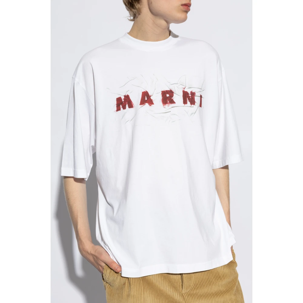 Marni T-shirt met logo White Heren