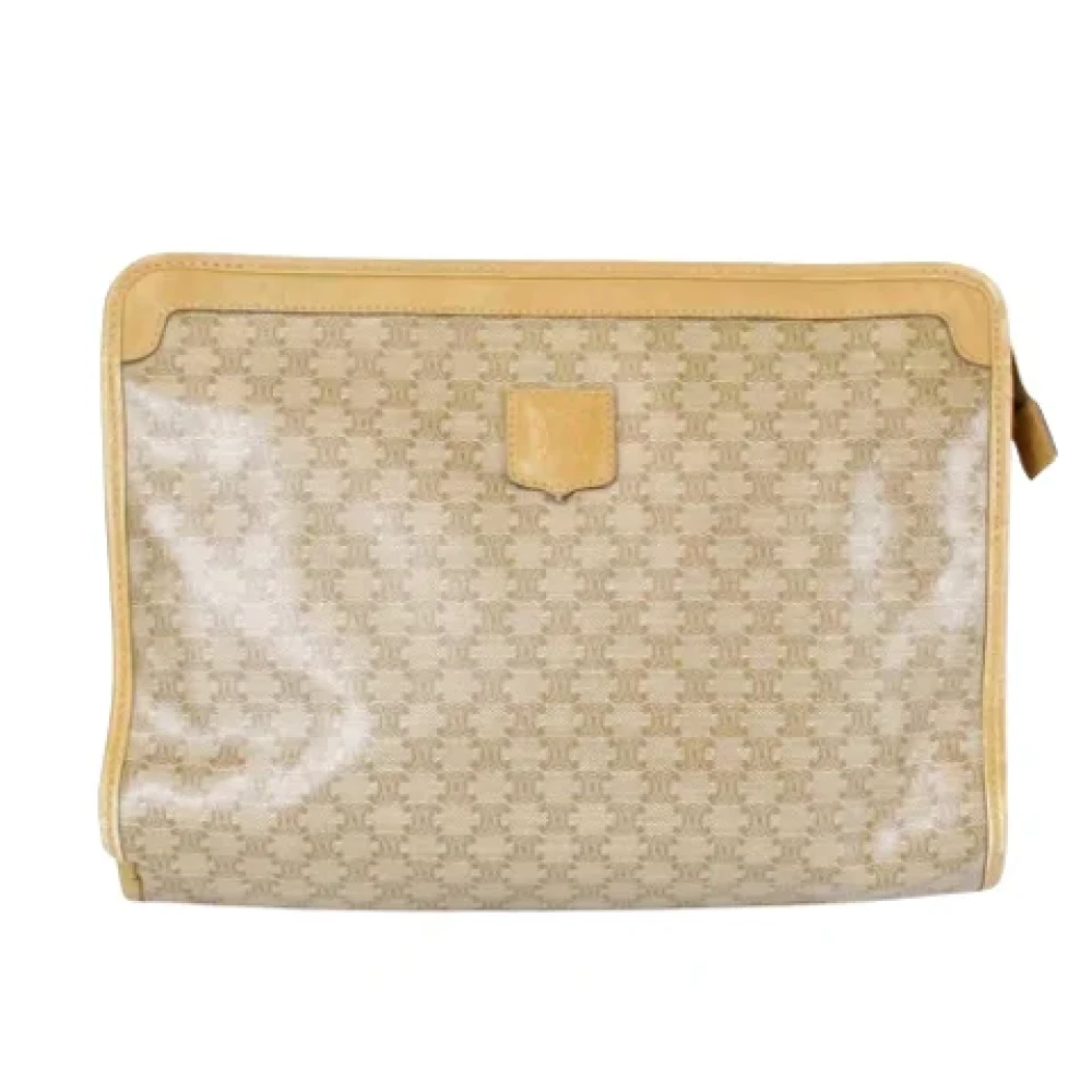 Celine Vintage Pre-owned Canvas clutches Beige Dames