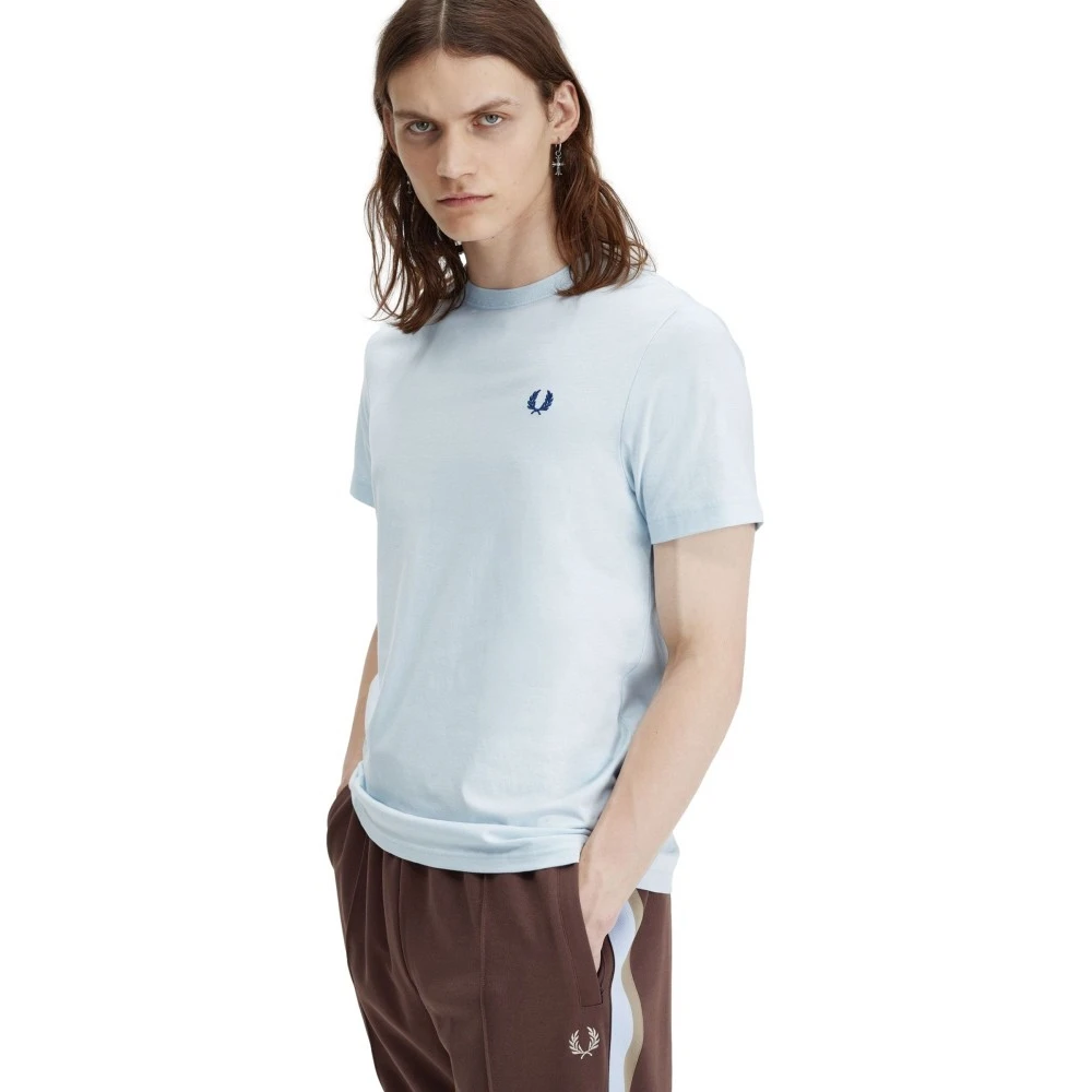Fred Perry Blauw Logo Tee Geborduurde Stijl Blue Heren