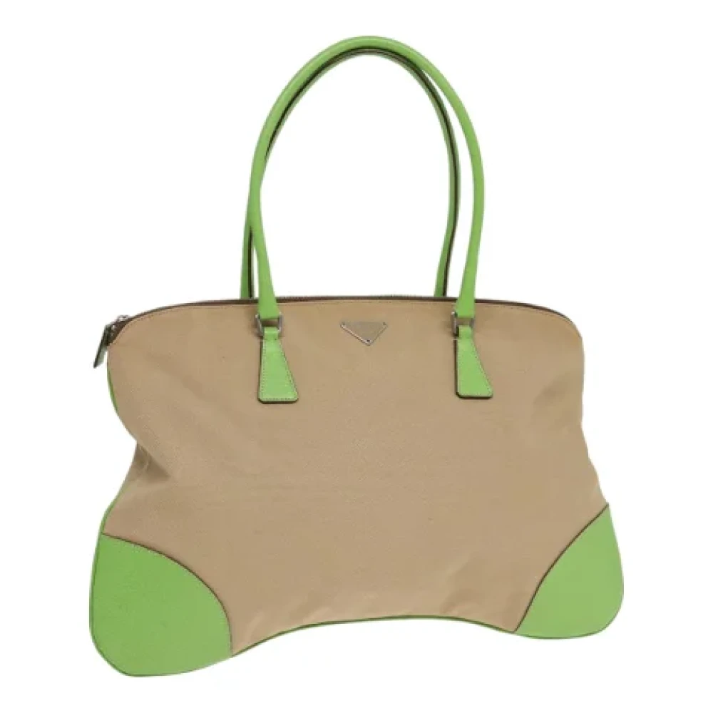 Prada Vintage Pre-owned Canvas prada-bags Beige Dames