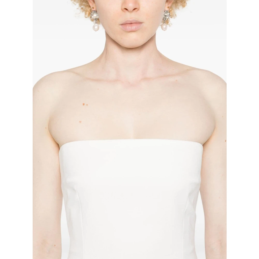 Solace London Witte Gedrapeerde Vierkante Hals Jurk White Dames