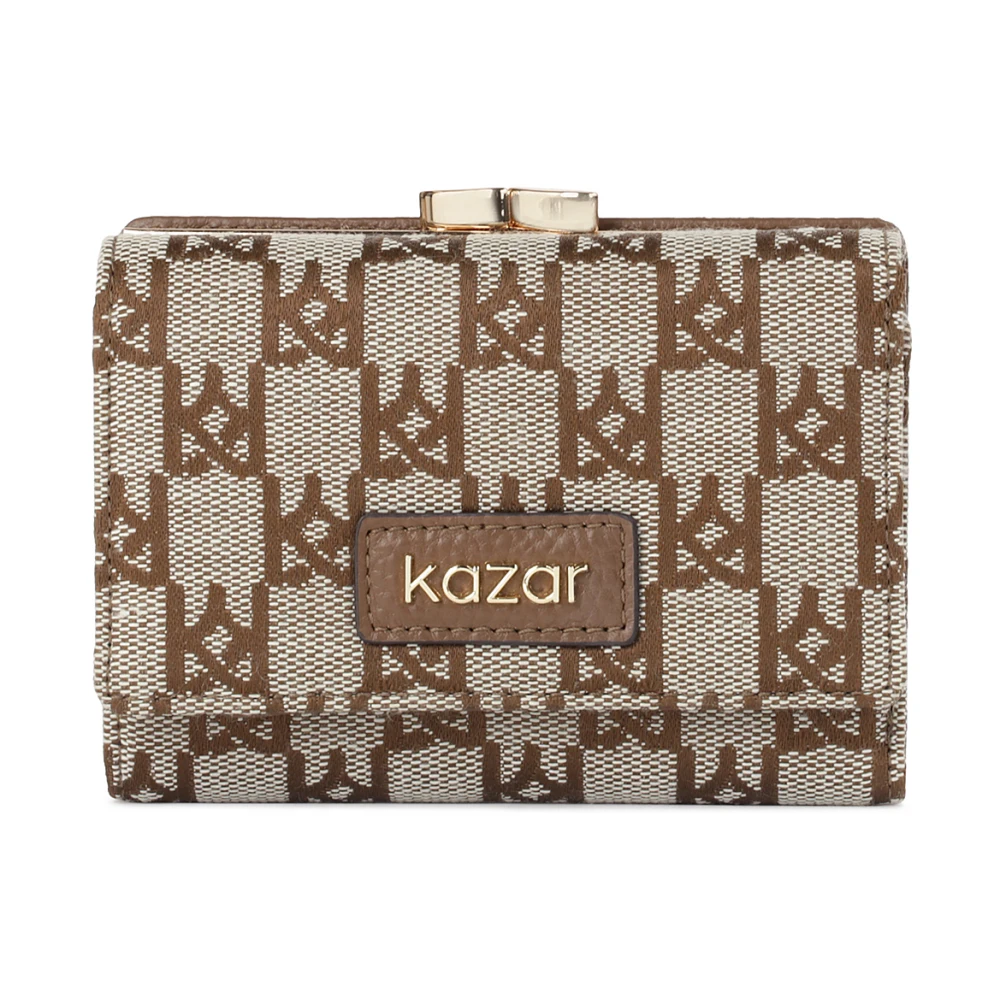 Kazar Compact patroon stoffen portemonnee Brown Dames