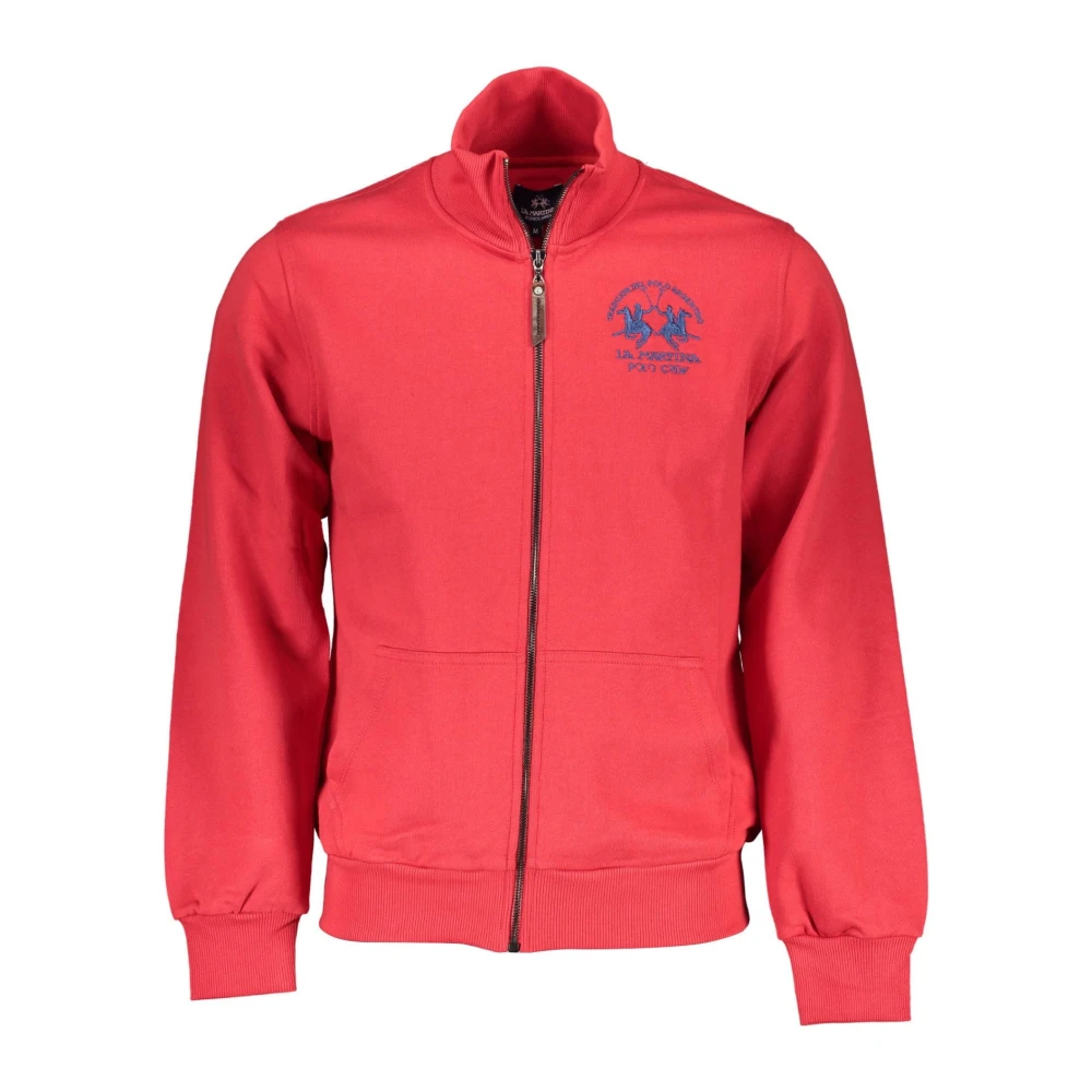 La Martina Men's Red Zip-Up Jumper With Embroidery - Zip-Throughs - L - Sweatshirts & Hoodies