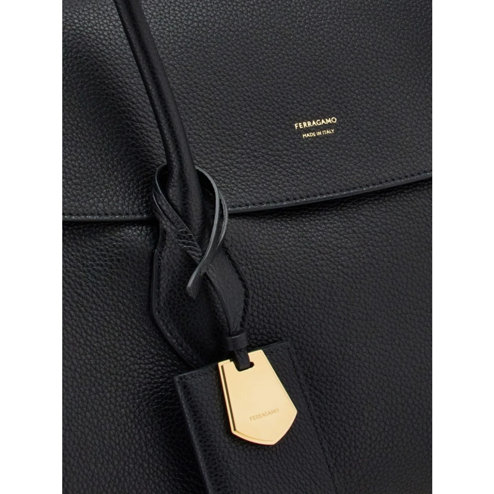 Salvatore Ferragamo Zwarte Tote Tas met Logo Plaque Black Dames