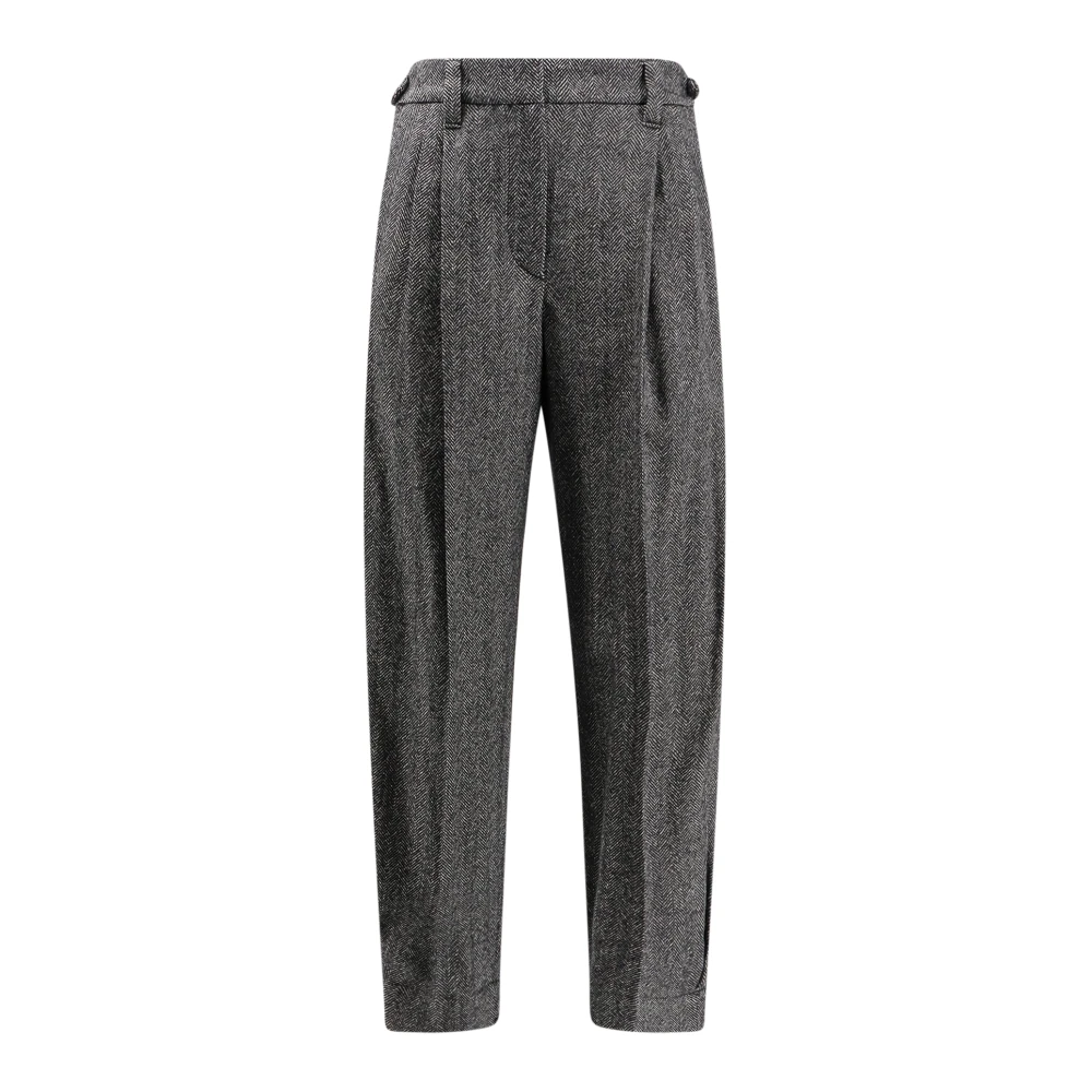 BRUNELLO CUCINELLI Wollen broek met Pince-detail Black Dames