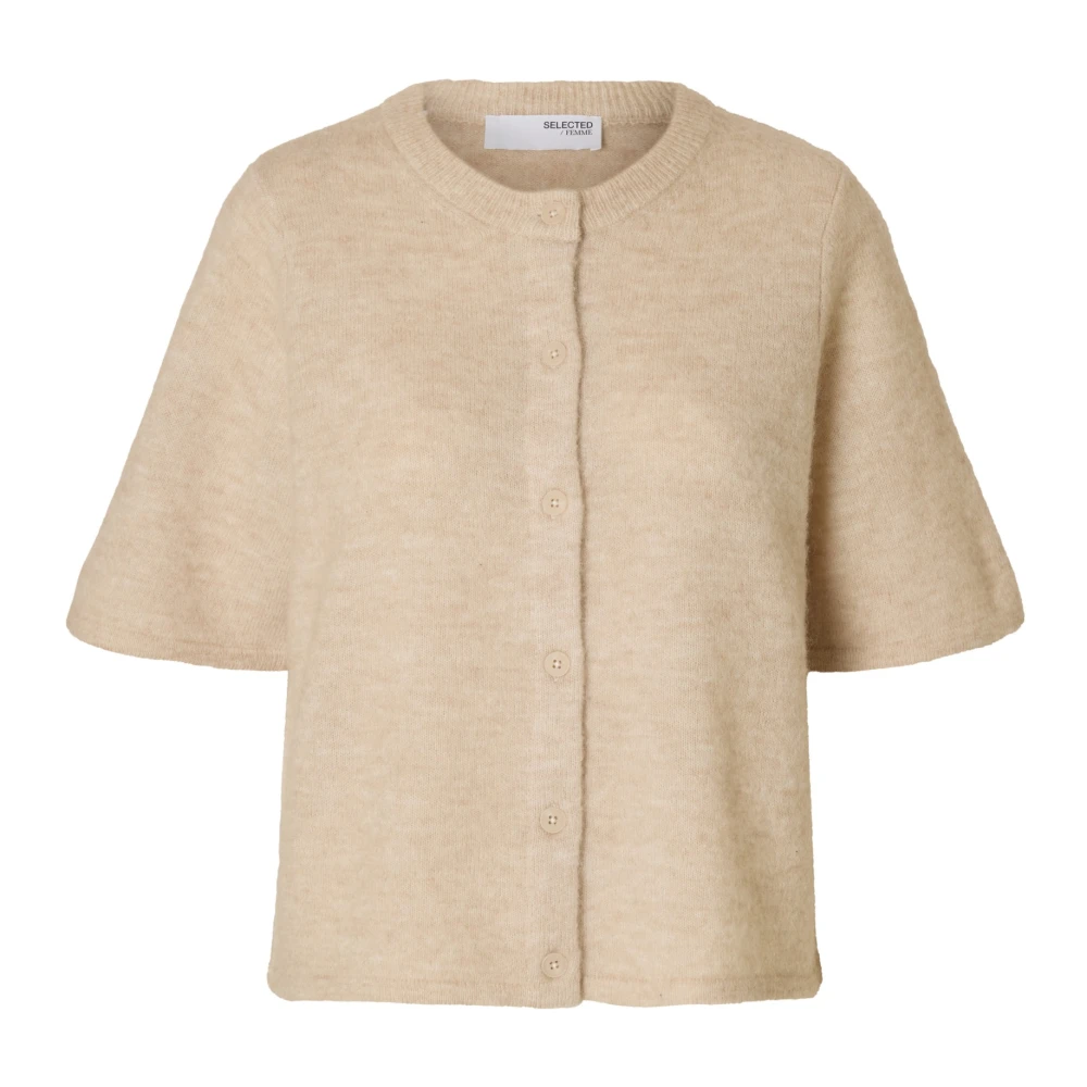 Selected Femme Birch Melange Knit Cardigan Beige Dames