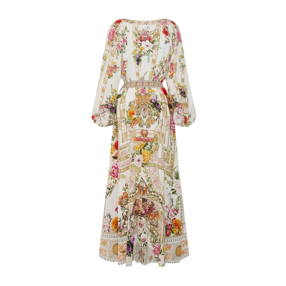 Camilla Zijden jurk met gerimpelde taille Egyptische roos Multicolor Dames