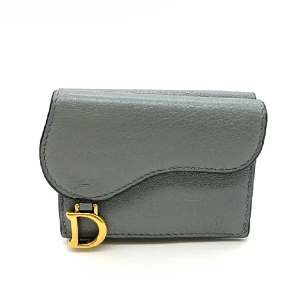 Dior Vintage Pre-owned Leather wallets Gray Dames