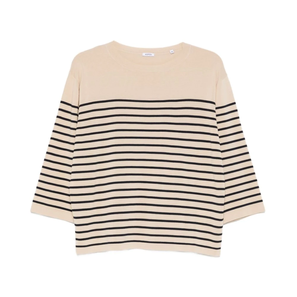 Aspesi Women's Multicolor Round-Neck Knitwear, M, Striped Round-Neck Jumper