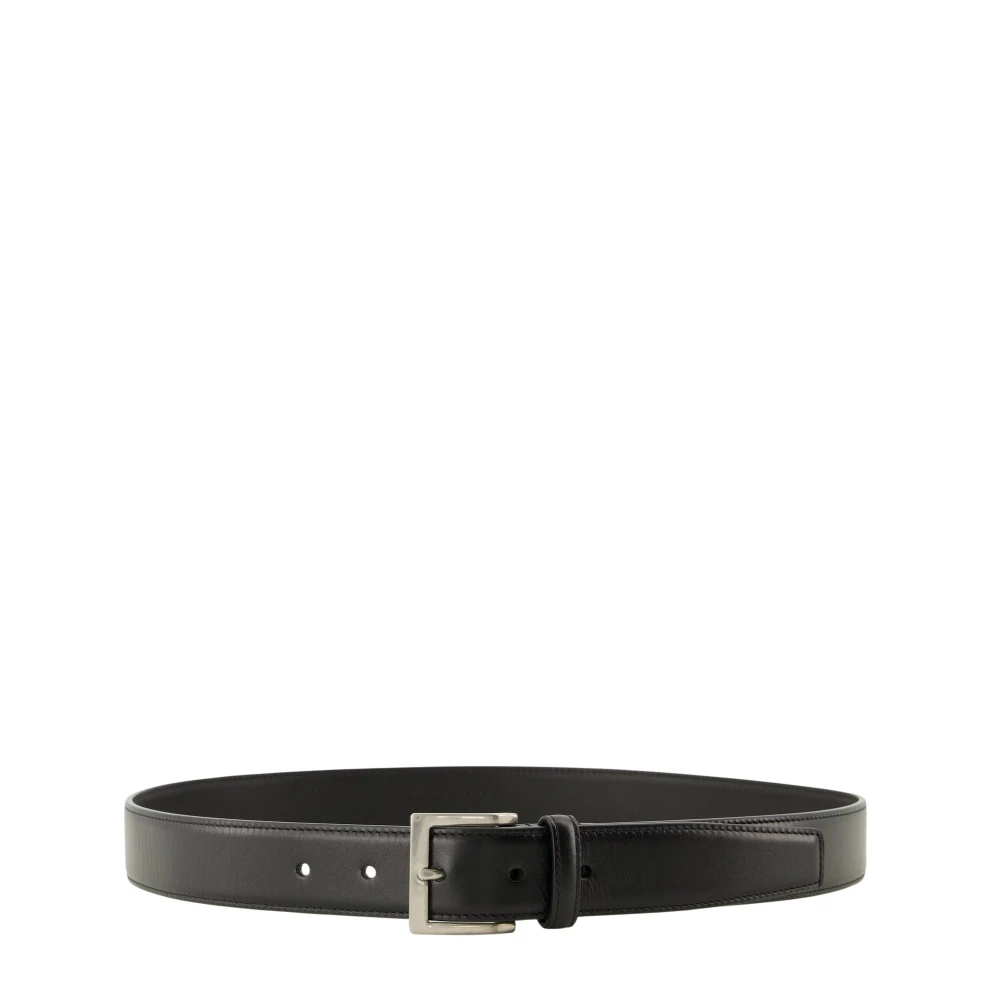 Saint Laurent Women's Black Square Buckle Leather Belt
