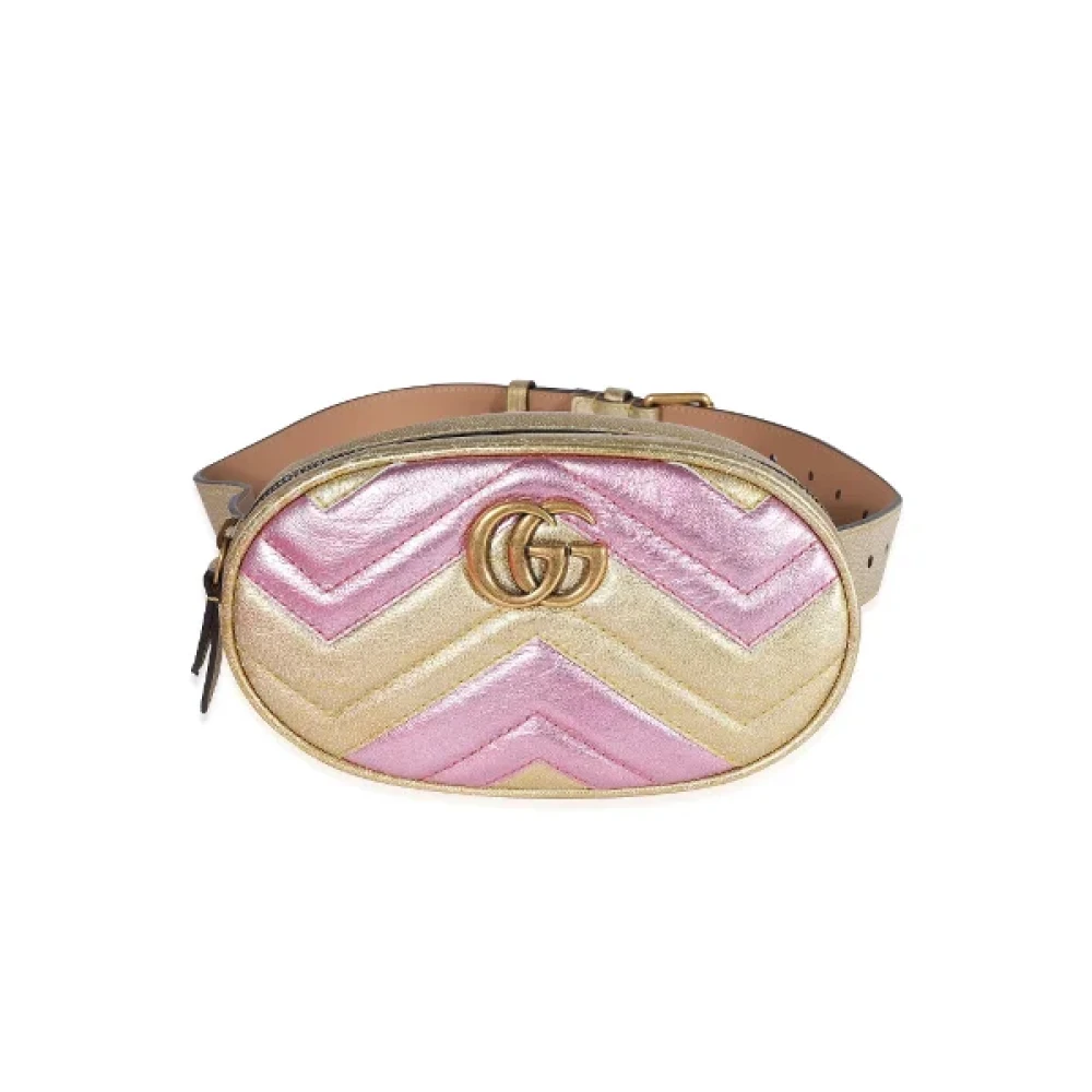 Gucci Vintage Pre-owned Leather crossbody-bags Roze Dames