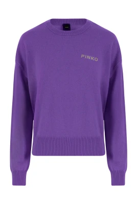 Lila Ull Cashmere Logo Tröja