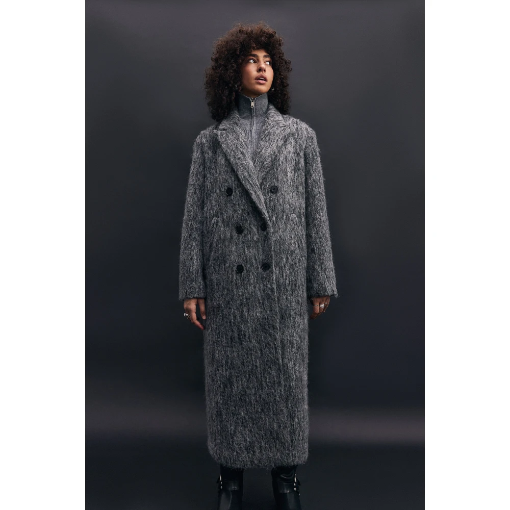 Cesare Gaspari Trendy Oversized Grijze Wollen Jas Eira Gray Dames