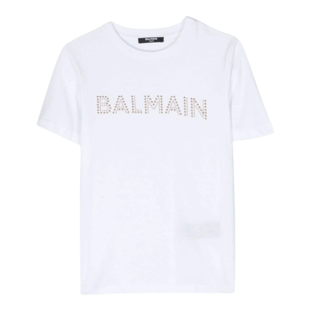 Balmain Studded Barn T-shirt Vit White, Flicka