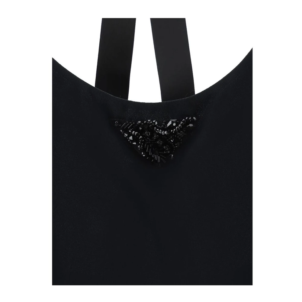 Prada Mouwloze Mini Jurk met Kralen Detail Black Dames
