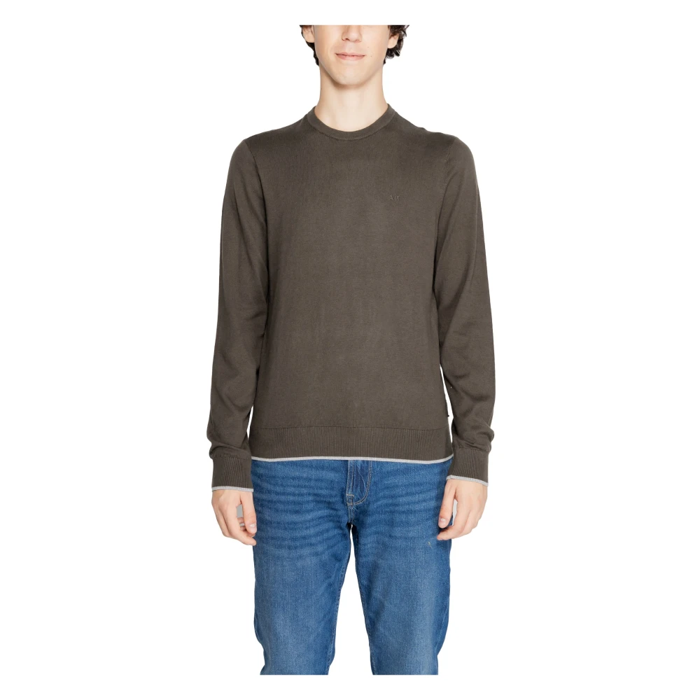 Armani Exchange Groene gebreide trui met ronde hals Green Heren
