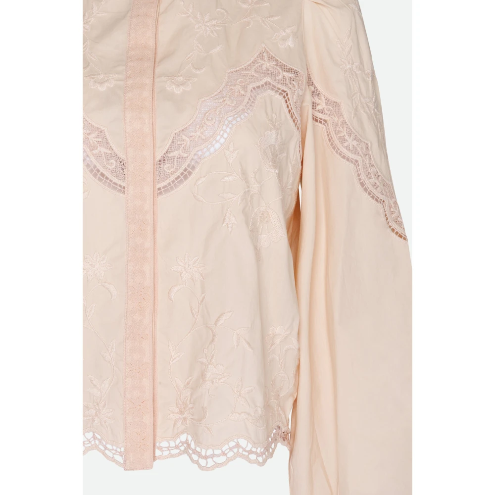 Twinset Roze Bloemen Geborduurde Shirt Pink Dames