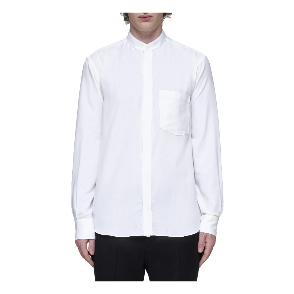 Ermenegildo Zegna Witte Katoenen Mandarin Kraag Shirt White Heren