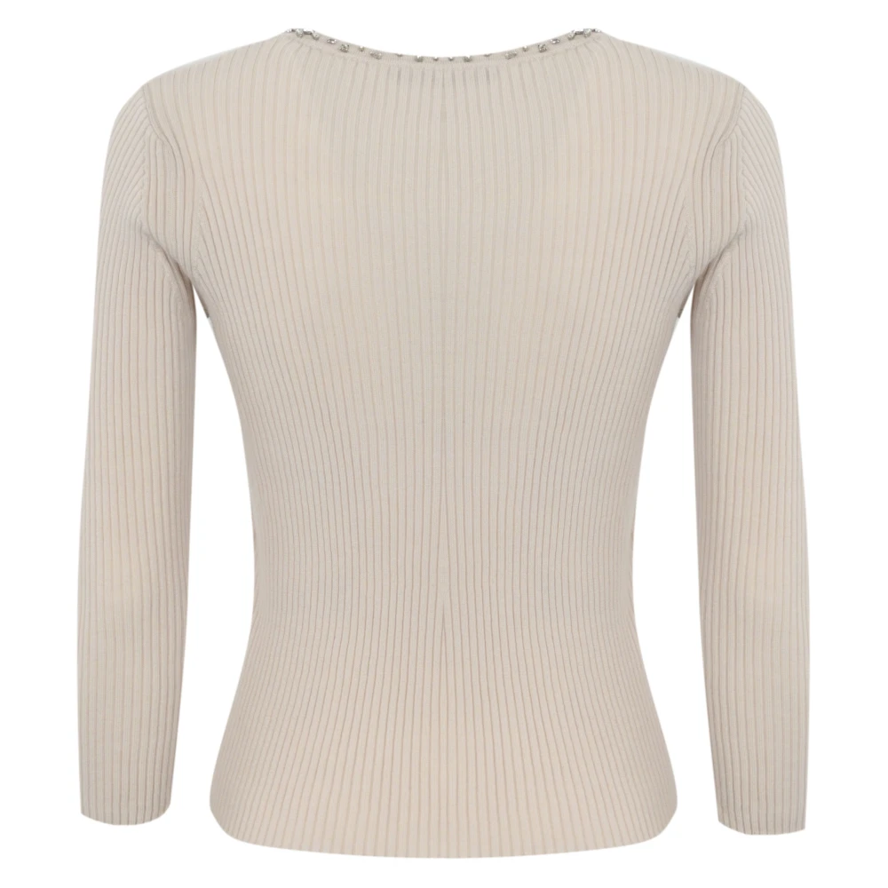 Max Mara Studio Gebreide wollen trui lange mouw natuurlijk Beige Dames