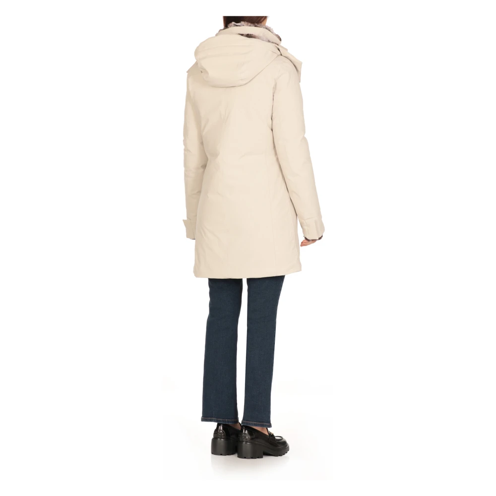 Save The Duck Beige Parka met Nep Bont Capuchon Beige Dames