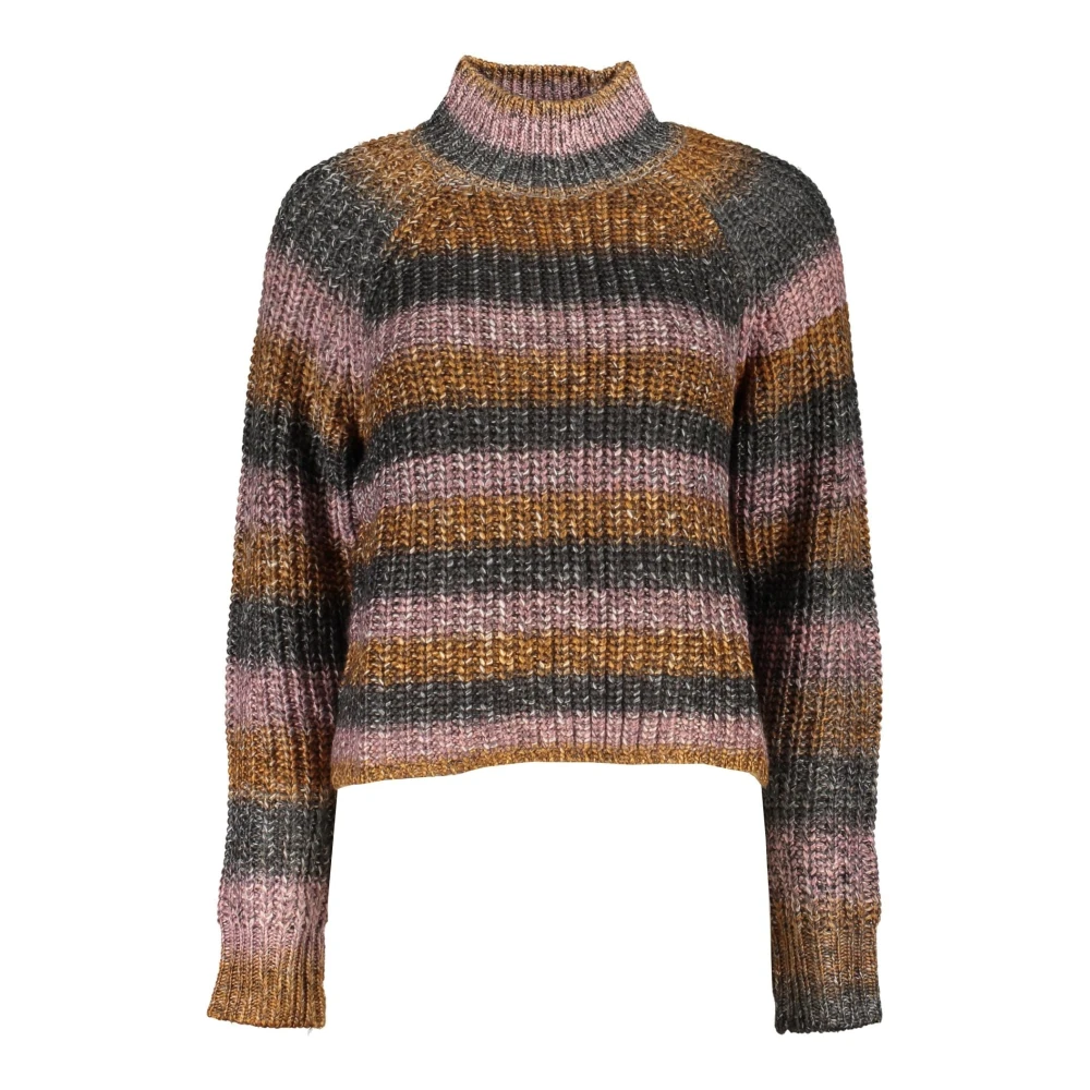Desigual Kvinders Multicolor Strik, Dame, Flerfarvet,, Uld, Grå Langærmet Højhalset Sweater Medium