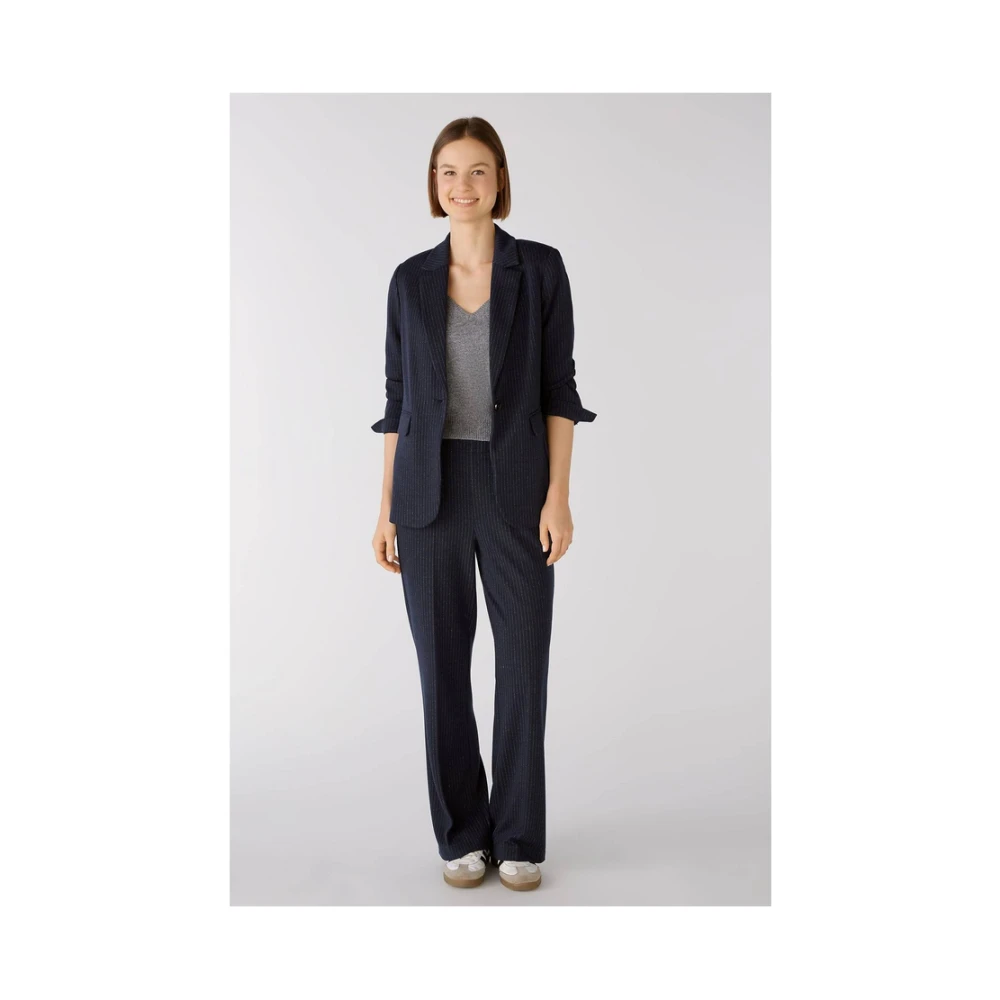 Oui Gestreepte Jersey Blazer Black Dames