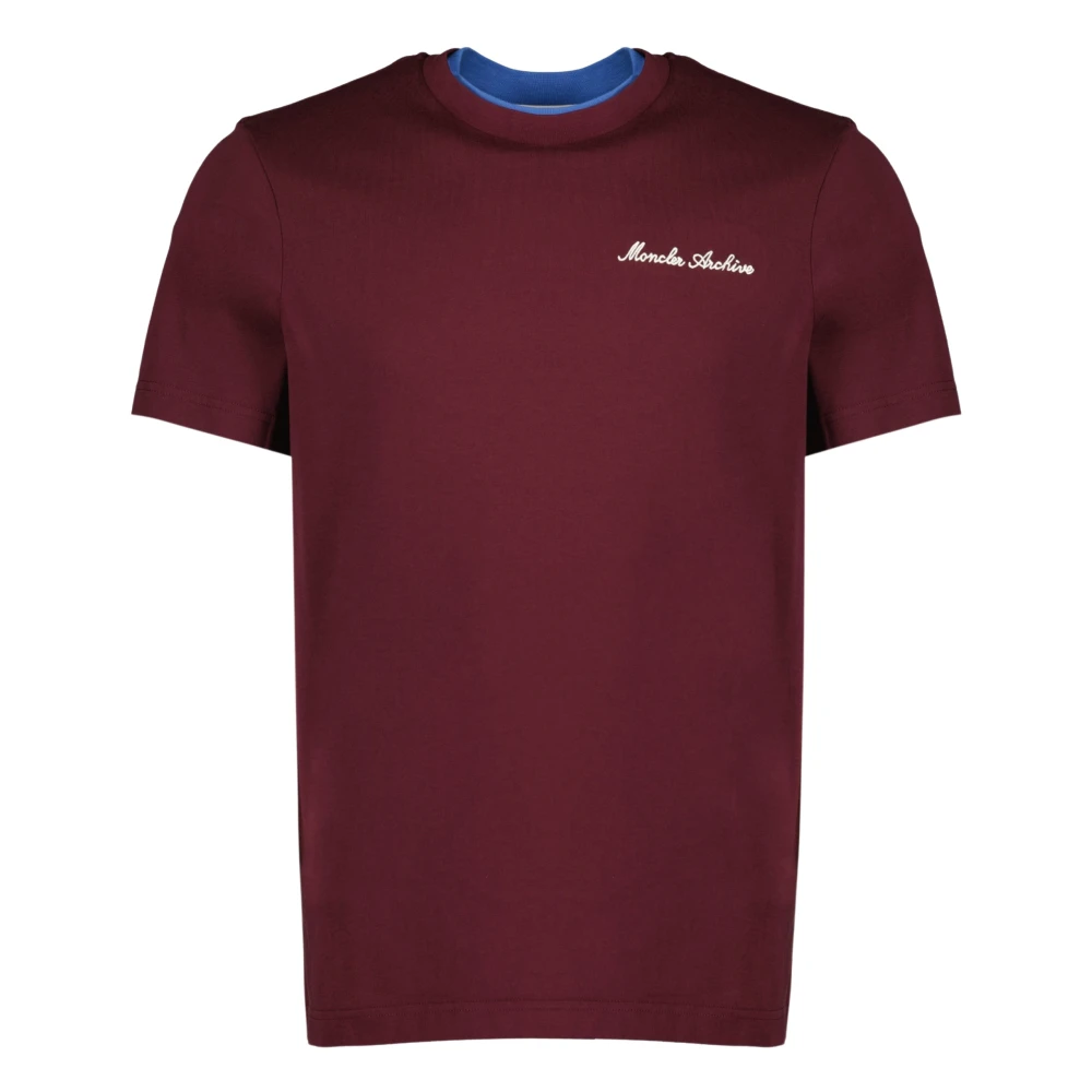 Moncler Red T-Shirts, Male, L, Embroide Logo T-Shirt