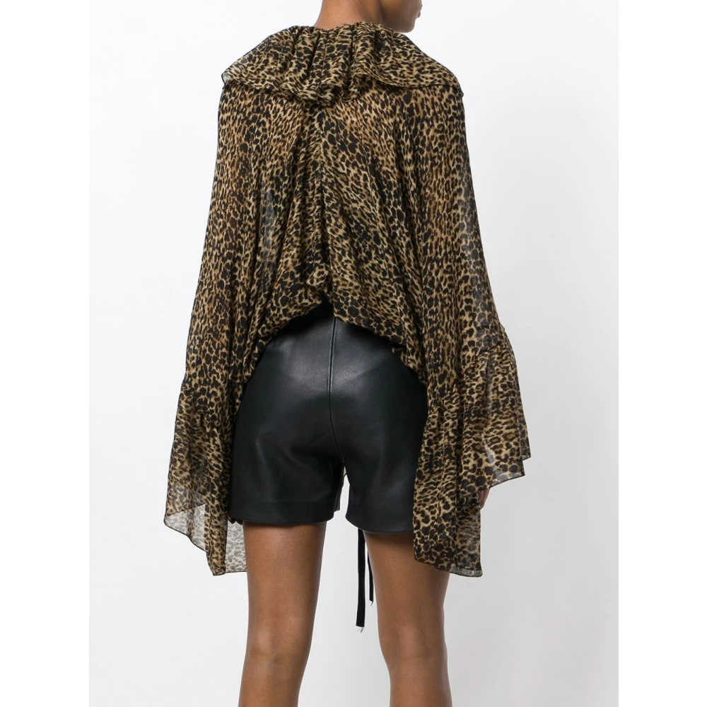 Saint Laurent Dierenprint Wollen Cape Brown Dames