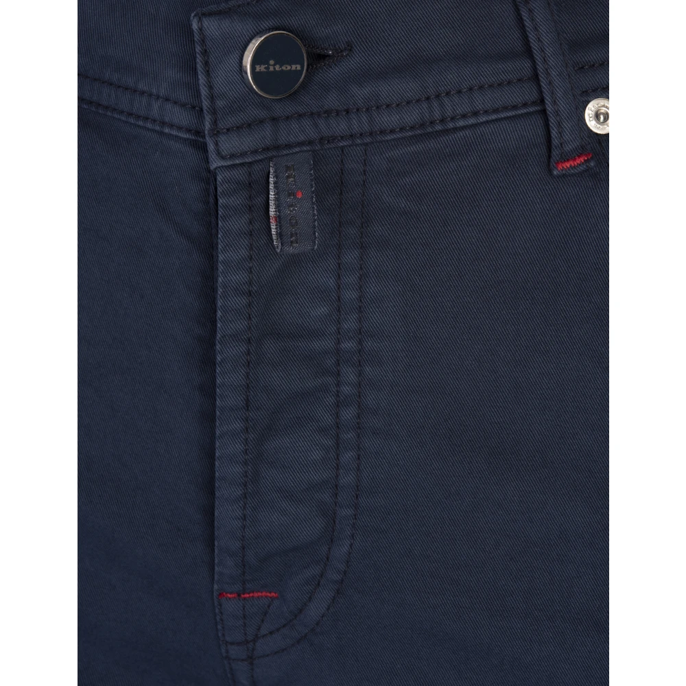 Kiton Blauwe Katoen Elastaan Gevoerde Broek Blue Heren