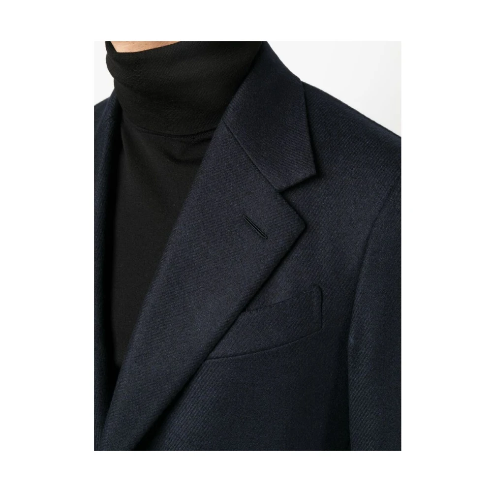 Caruso Navy Blauwe Wollen Jas Blue Heren
