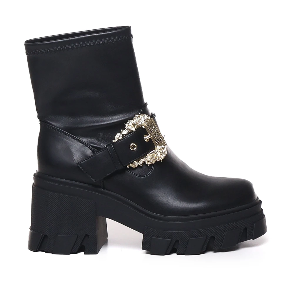 Black Ankle Boots with Decorative Buckle - Versace Jeans Couture - Modalova