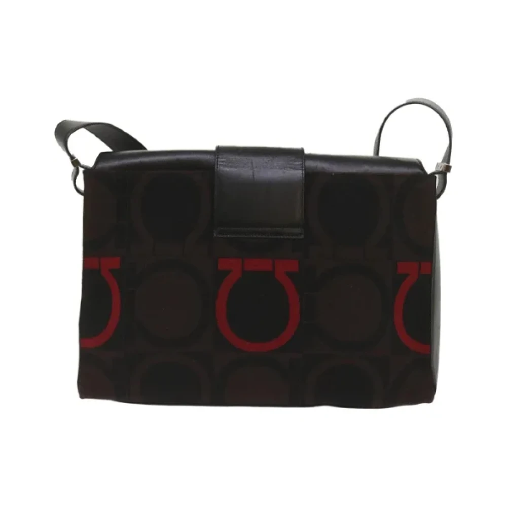 Salvatore Ferragamo Pre-owned Cotton shoulder-bags Black Dames
