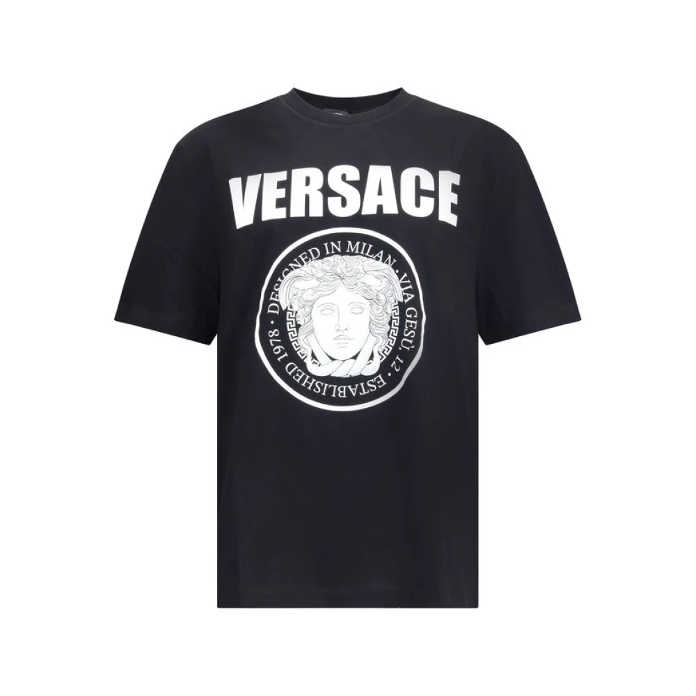 Versace Men's Black Iconic Medusa Head Cotton T-Shirt