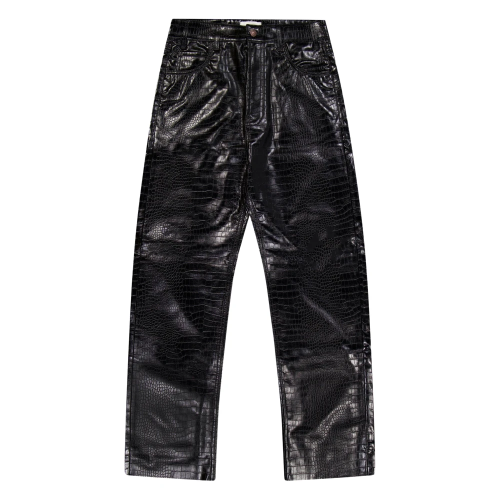 Laneus Cocco Leren Broek Regular Fit Italië Black Heren