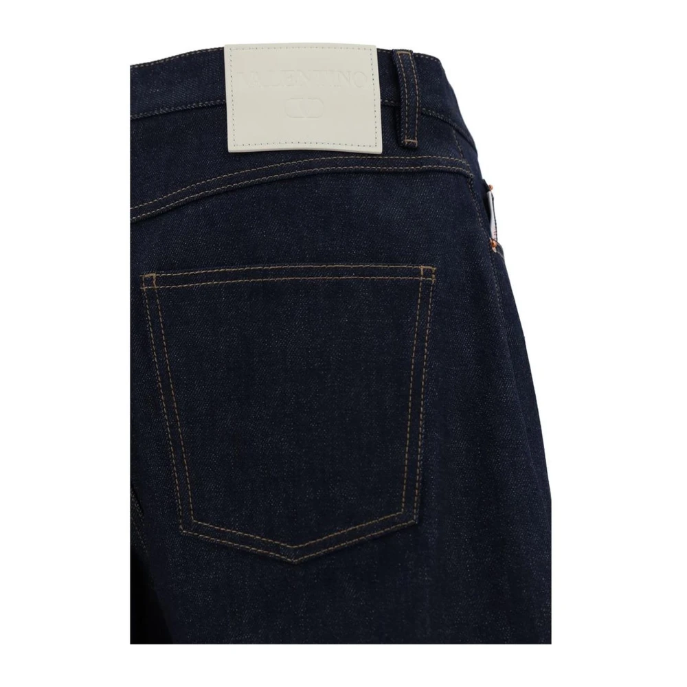 Valentino Klassieke katoenen jeans met leren patch Blue Heren