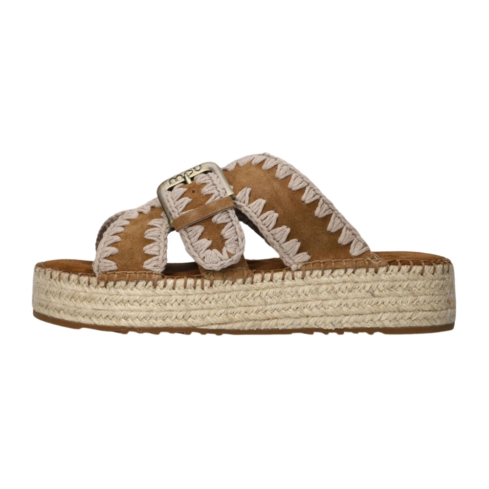 Mou Women's Brown Jute Sandal - Sliders - 5 Uk - Shoes