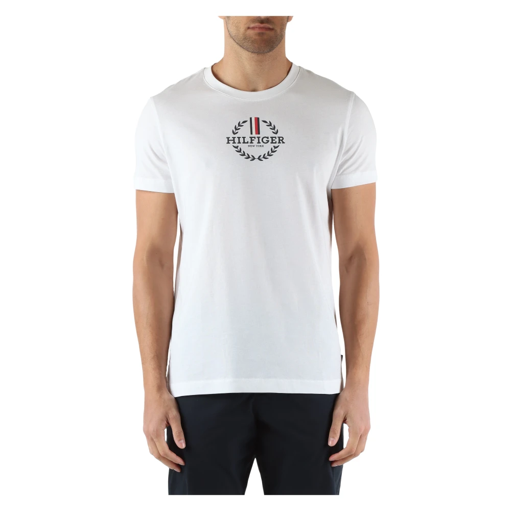 Tommy Hilfiger Slim Fit Katoen Logo T-shirt White Heren