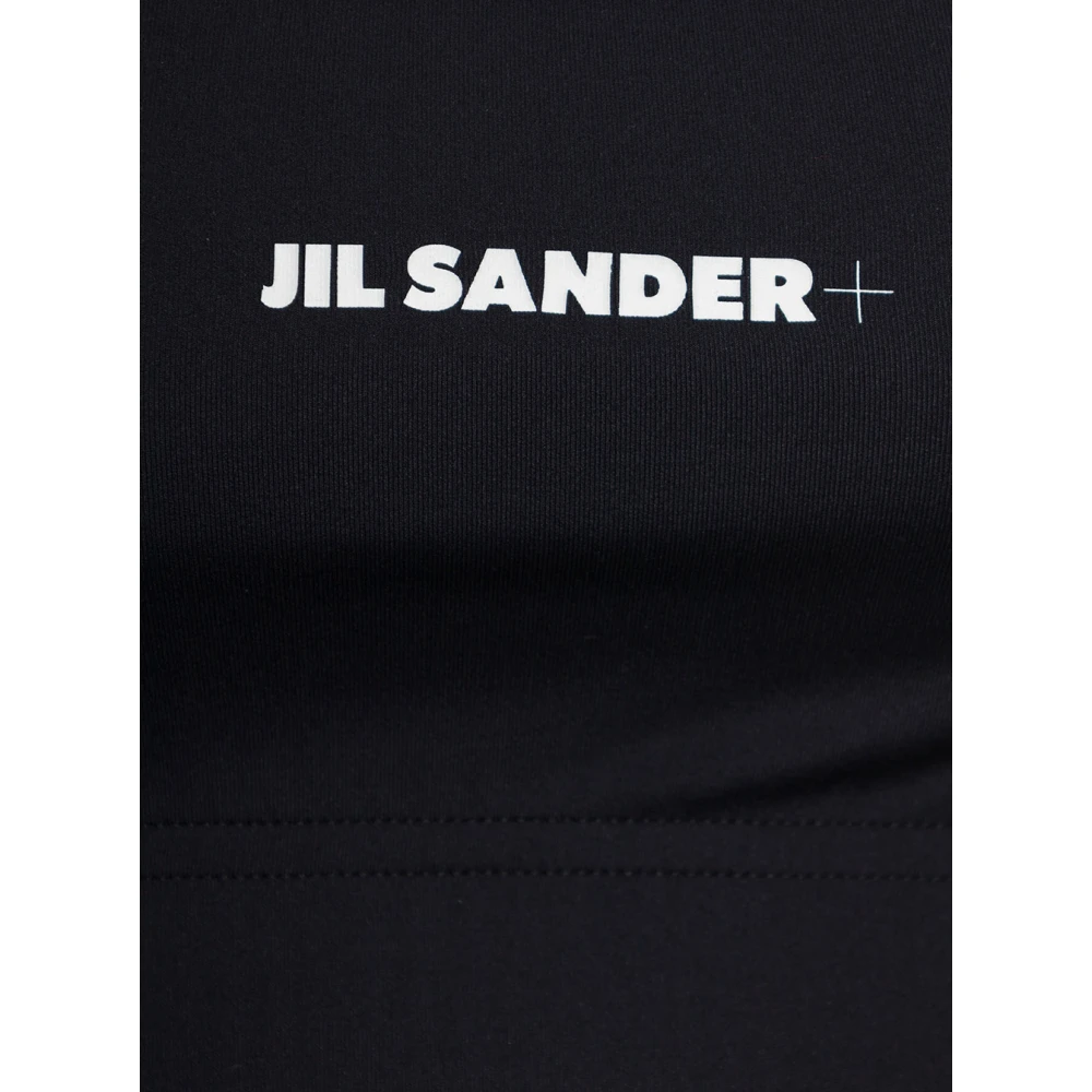 Jil Sander Zwarte Stretch Stof Logo Top Black Dames