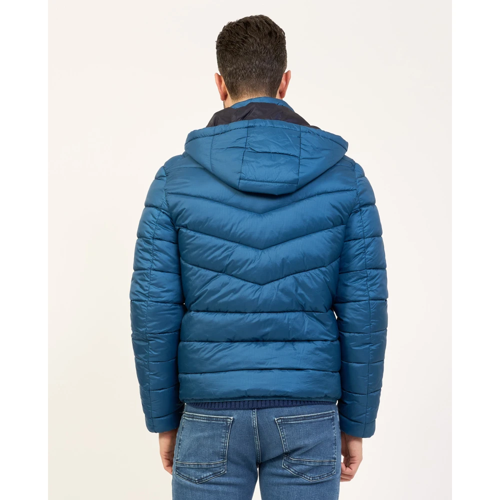 YES ZEE Heldere Blauwe Gewatteerde Hoodiejas Blue Heren