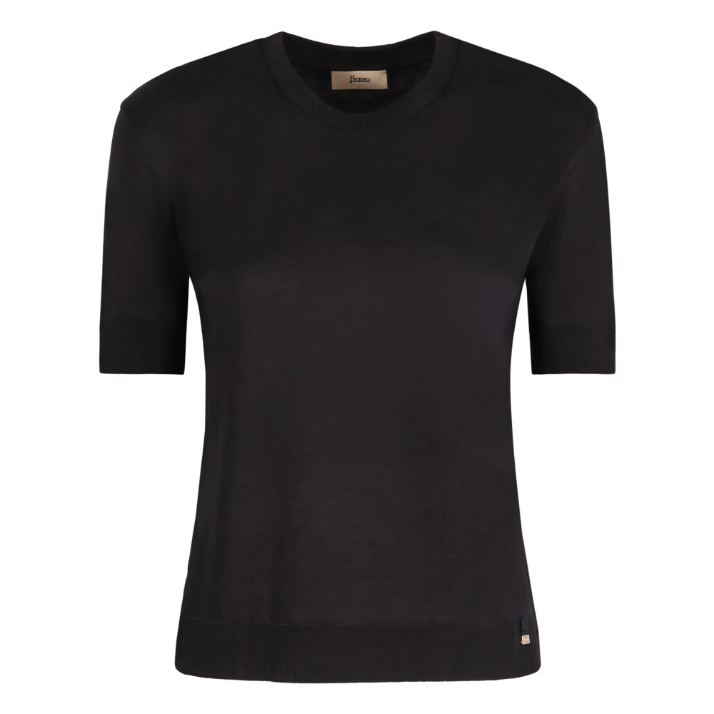 Herno Blauwe Trui met Korte Mouwen Blue Dames