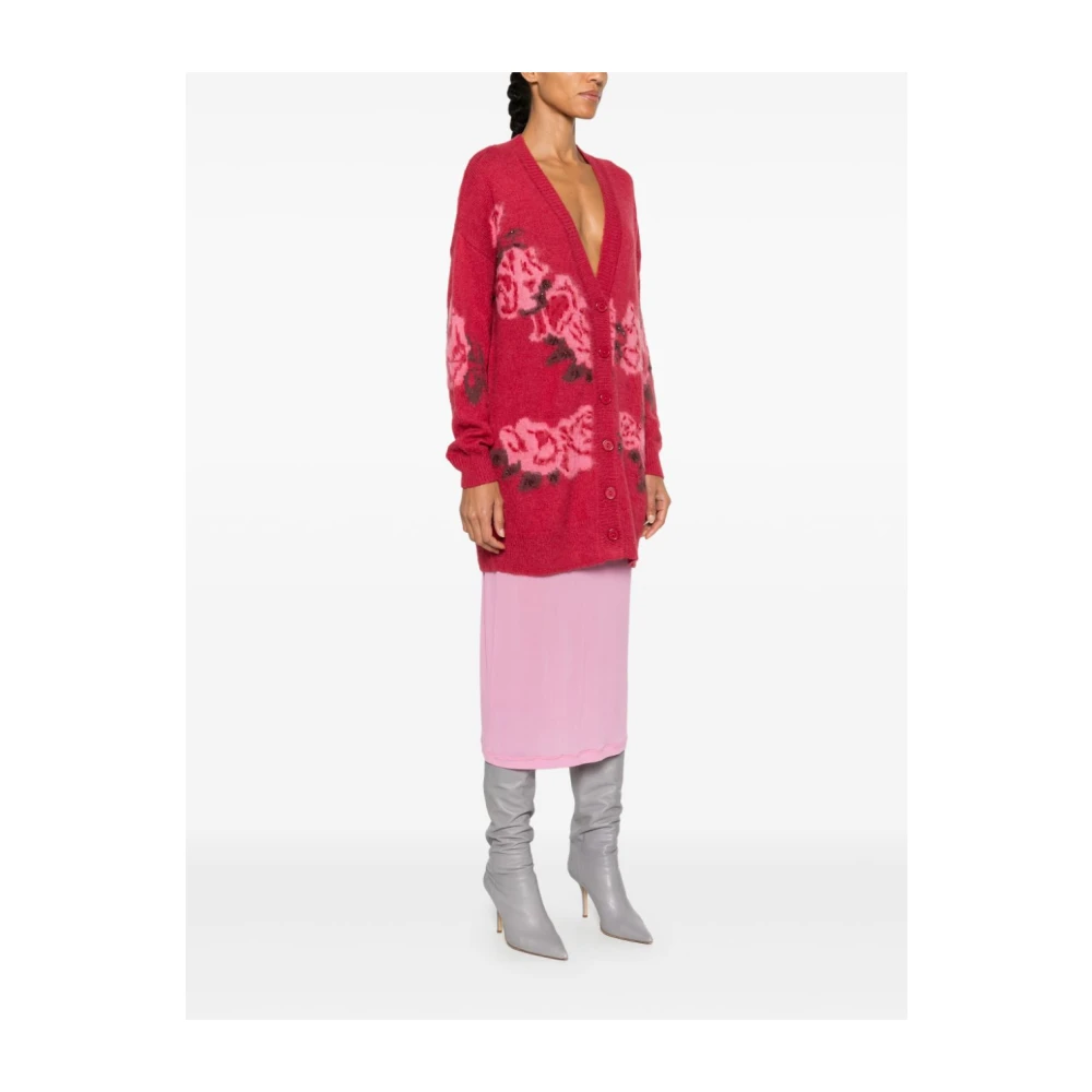Blugirl Rode bloemensweater met kraalversiering Red Dames