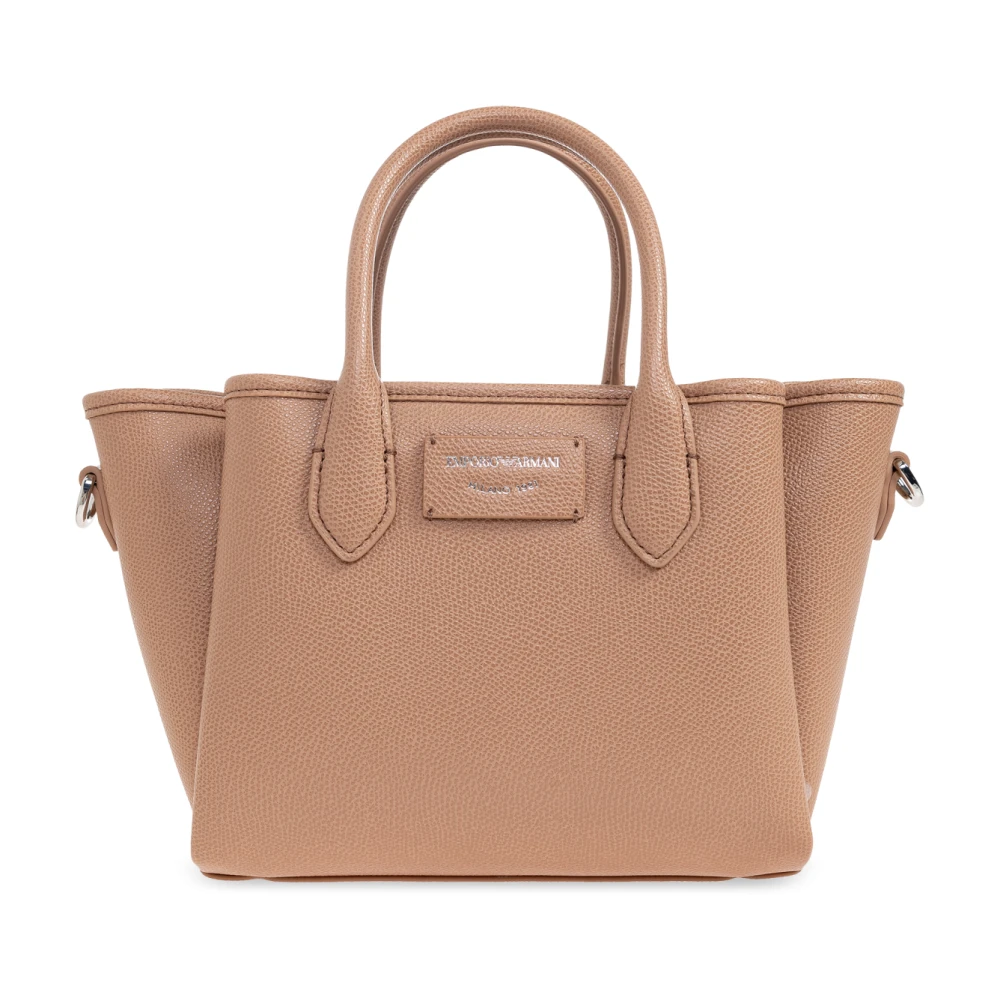 Emporio Armani Women's Beige Handtasche Mit Bedrucktem Logo