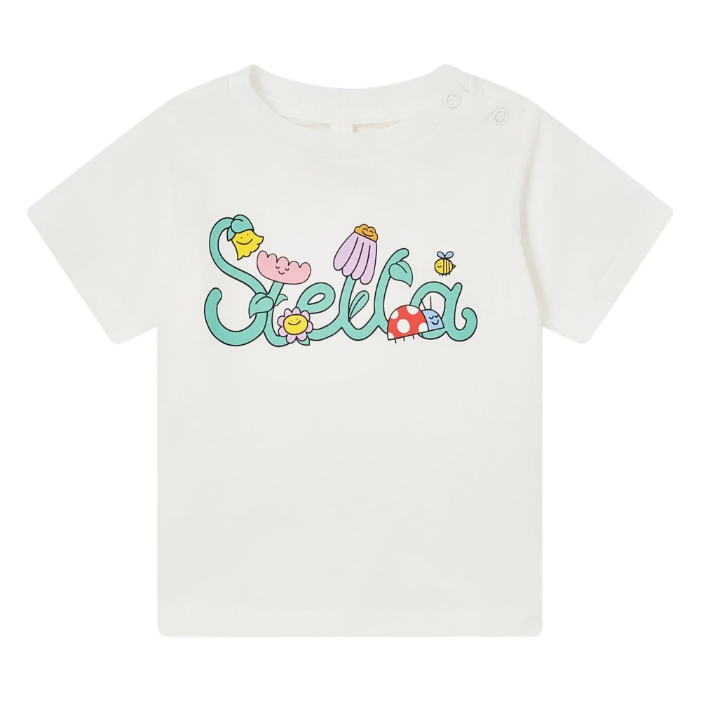 Stella Mccartney Girls White Kids Short Sleeve T-Shirts, 9 M, Flower Logo T-Shirt
