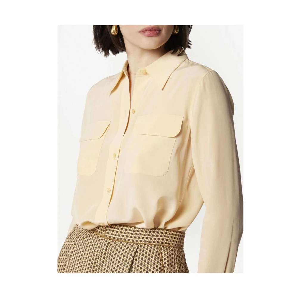 Equipment Zijden Klassieke Kraag Shirt Beige Dames