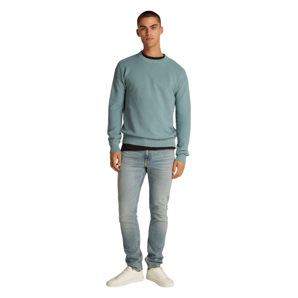 Calvin Klein Blauwe Trui Katoen Bouclé Blue Heren