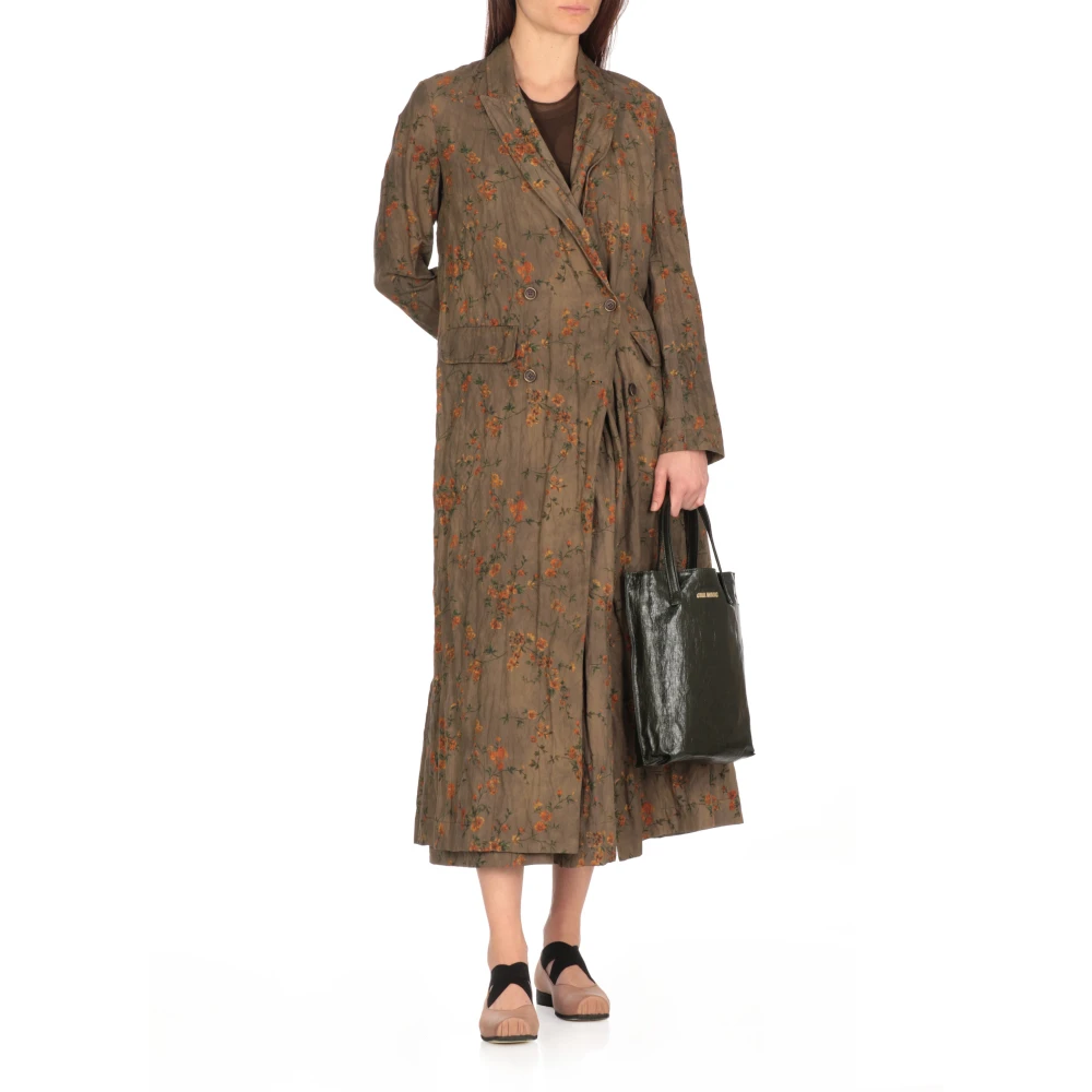UMA Wang Groene Bloemenprint Elastische Taille Rok Green Dames