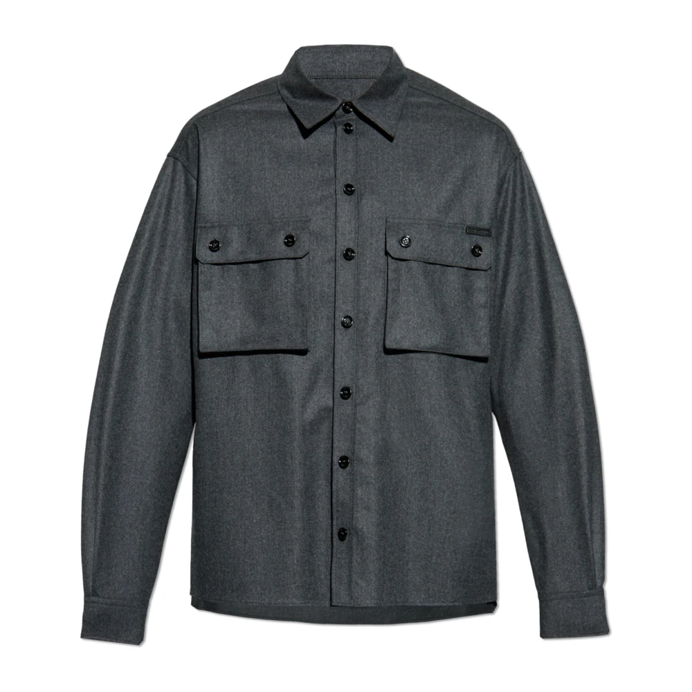 Dolce & Gabbana Casual Katoenen Shirt met Uniek Ontwerp Gray Heren