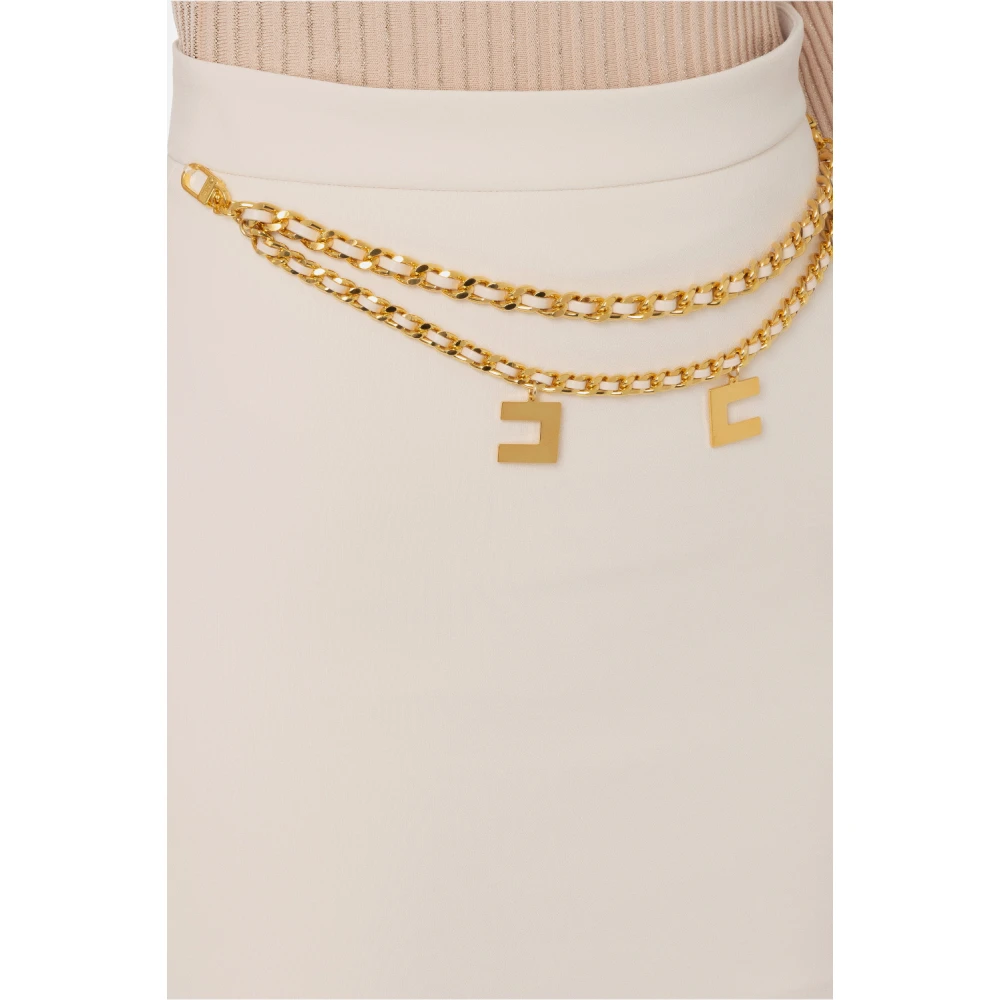 Elisabetta Franchi Chique Ketting Riem Minirok Beige Dames