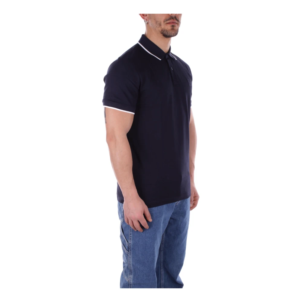 Hugo Boss Logo Front Button Polo Shirt Blue Heren