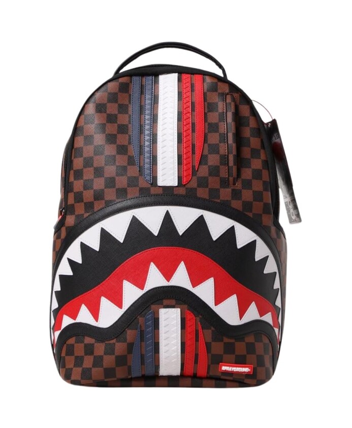 sac-a-dos-a-carreaux-marron-shark-attack